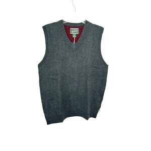 Woolrich Beacon Onyx Gray  100% Wool V-Neck Pullover Vest Large NWT